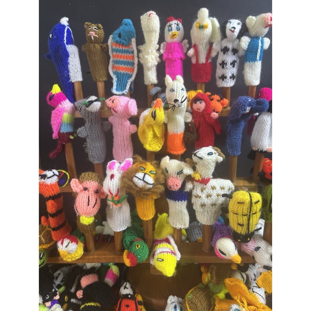 Wooden Finger Puppet Display Stand 24 Puppet Organizer Rack 14” x 12.5” USA Stoc